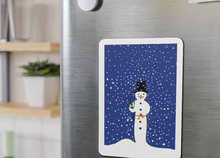 Snowman in Falling Snow Die-Cut Magnets (5 Sizes)