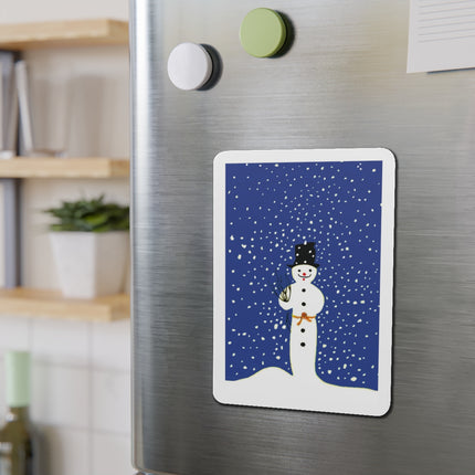 Snowman in Falling Snow Die-Cut Magnets (5 Sizes)