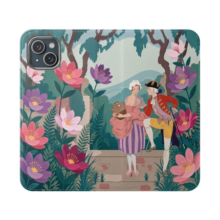🌺🎭 The Garden Courtship Flip Case – Art Deco Floral Romance