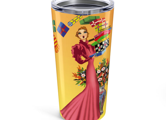 Elegant Holiday Woman with Gifts Tumbler 20oz