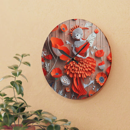 Poppy Fairy Acrylic Wall Clock, Round and Square