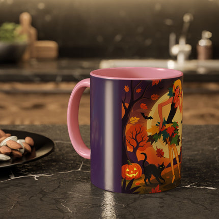 🌕🍂 Autumn Song Beneath The Harvest Moon Colorful Mug – Whimsical Halloween Charm