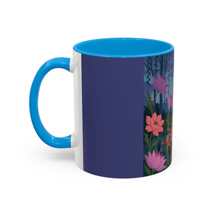 The Lady And The Midnight Birdcage Colorful Mugs – Art Deco Botanical Elegance