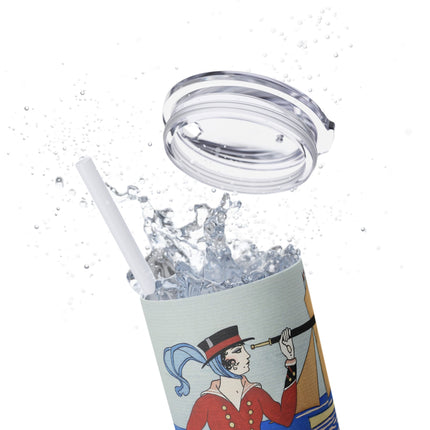 Costume de Yacht by George Barbier Skinny Tumbler with Straw, 20oz