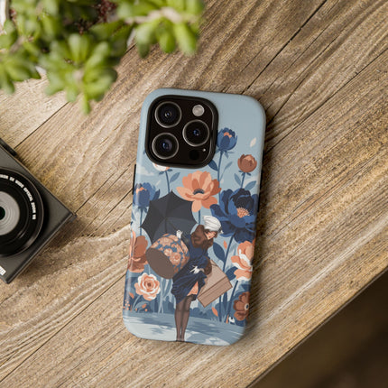 ☂️🌺 The Lady Of The Traveling Garden Phone Case – Art Deco Floral Adventure
