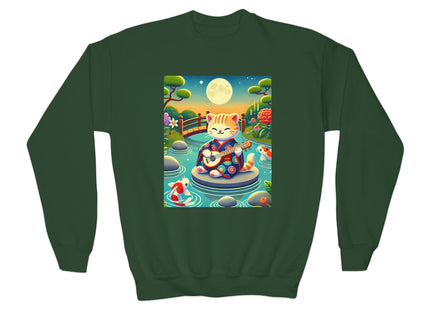 Melodic Kitten by the Koi Pond Youth Crewneck Sweatshirt