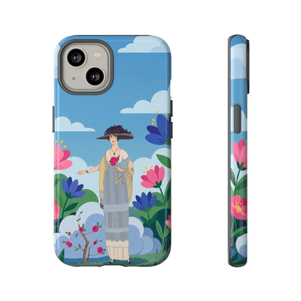 🌸🎩 The Lady Of The Grand Flower Garden Phone Case – Art Deco Fashion Illustration