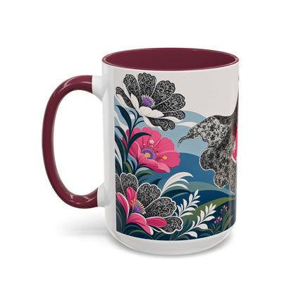🌸🎀 The Pink Lace Garden Promenade Colorful Mug – Art Deco Fashion Elegance
