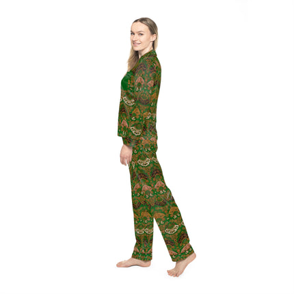 Japanese Fan Pattern by G.A. Audsley Women's Satin Pajamas (AOP)