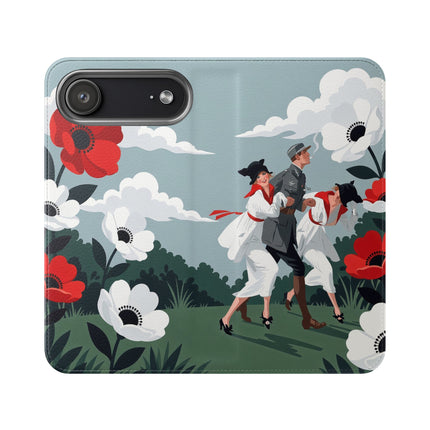 🌺🎩 The Ladies Of The Scarlet Garden Flip Case – Art Deco Floral Adventure