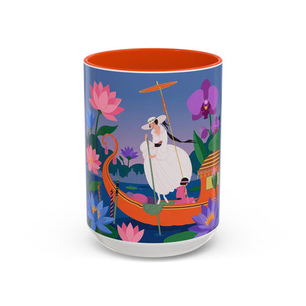 The Lady Of The Lotus Voyage Colorful Mugs – Art Deco Botanical Elegance