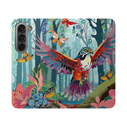🦖🦋 Colorful Raptor Flip Case – Butterfly Wonder & Forest Adventure