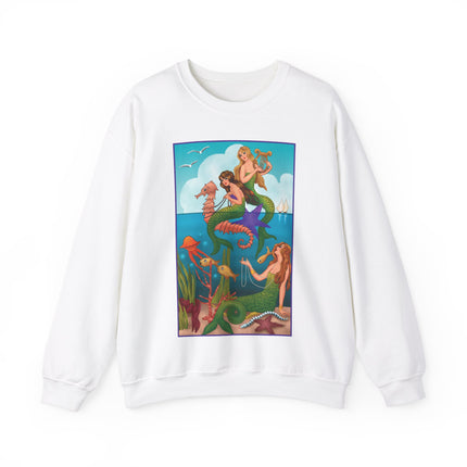 Three Mermaids with Strings of Pearls by Carlo Chiostri Heavy Blend™ Crewneck Sweatshirt