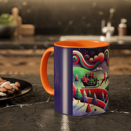 Festive Reindeer Flight Colorful Mugs (11oz, 15oz)