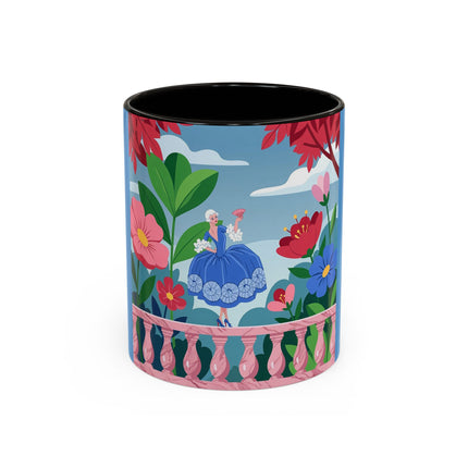 The Lady Of The Blossoming Terrace Colorful Mugs – Art Deco Floral Garden Elegance