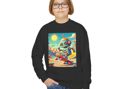 Skate Park Robot Youth Crewneck Sweatshirt