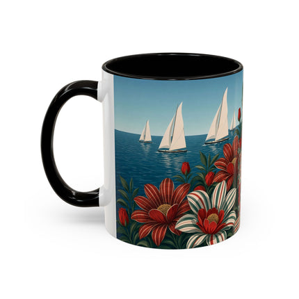 ⛵🌹 The Seaside Rose Traveler Colorful Mug – Art Deco Floral Elegance