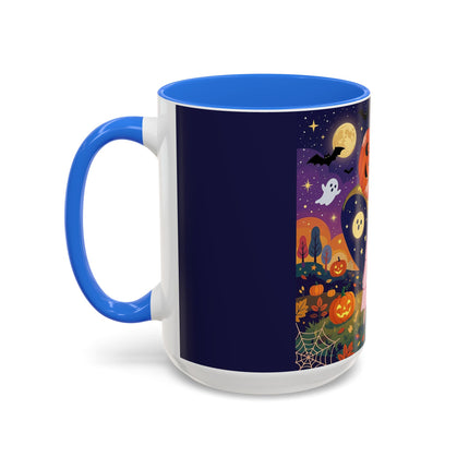 🎃🐈‍⬛ The Pumpkin Moon Embrace Colorful Mug – Whimsical Halloween Charm