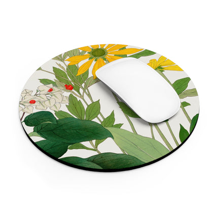 Clerodendrum & Rudbeckia by Tanigami Kônan Mouse Pad, Round and Rectangle