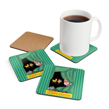 Easter Elf's Whimsy Corkwood Coaster Set
