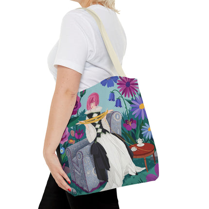 🌹🧶 The Lady Of The Golden Yarn Tote Bag – Art Deco Floral Elegance