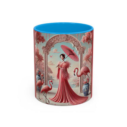 Petals, Porcelain, and Flamingos Colorful Mugs (11oz, 15oz)