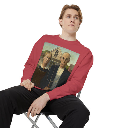 American Gothic by Grant Wood Unisex Garment-Dyed Sweatshirt