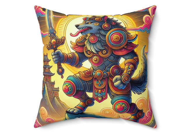 Mountain Wolf Spun Polyester Square Pillow