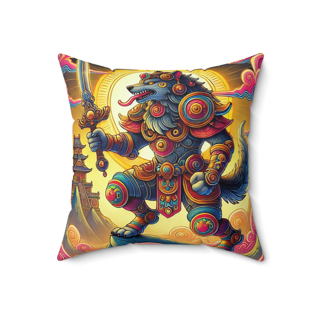 Mountain Wolf Spun Polyester Square Pillow