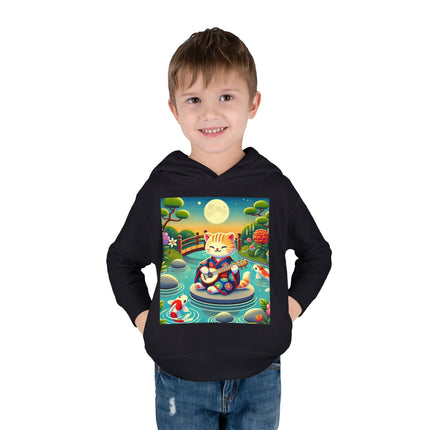 Melodic Kitten by the Koi Pond Toddler Pullover Fleece Hoodie