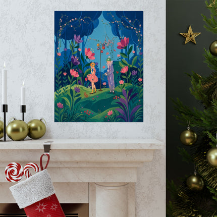 🦋🌷 The Secret Flower Forest Matte Vertical Poster – Art Deco Botanical Whimsy
