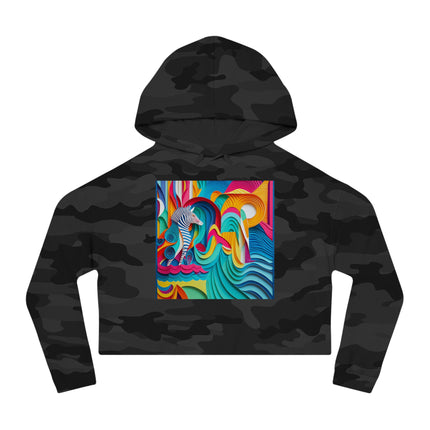 Surfing Zebra Women’s Cropped Hooded Sweatshirt