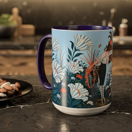 🎨💙 The Enchanted Garden Artist Colorful Mug – Art Deco Floral Whimsy