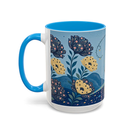 🌼🦋 The Enchanted Butterfly Garden Promenade Colorful Mug – Art Deco Floral Whimsy
