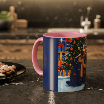 👑🎄 The Christmas Queen Of Golden Bells Colorful Mug – Art Deco Holiday Elegance