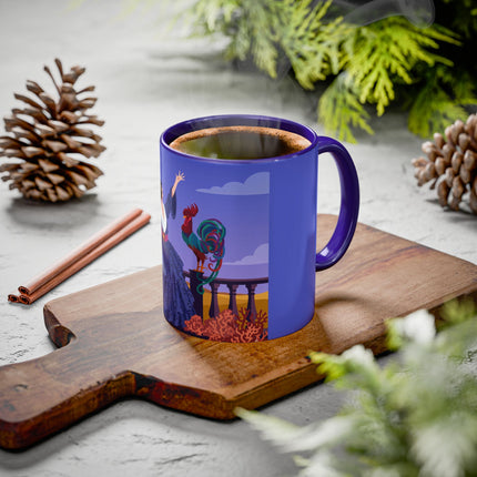 The Dawn Serenade Colorful Mug (11oz, 15oz) – Rooster Beauty, Morning Charm & Art Deco Elegance