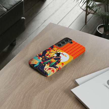 Black Cat in Kimono Phone Cases