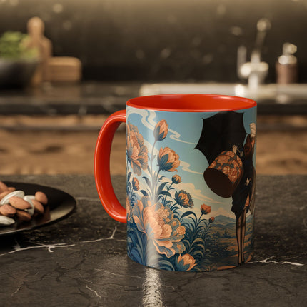 ☔🌸 The Grand Floral Journey Colorful Mug – Art Deco Travel Elegance