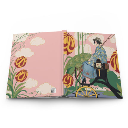 🌷🚕 The Lady Of The Enchanted Flower Garden Taxi Hardcover Journal – Art Deco Floral Whimsy