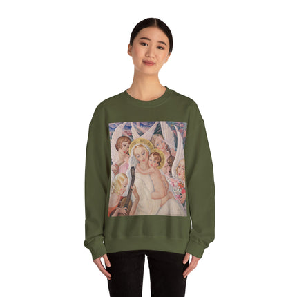 Madonna with Child Surrounded by Musical Angels by Gerda Wegener Heavy Blend™ Crewneck Sweatshirt