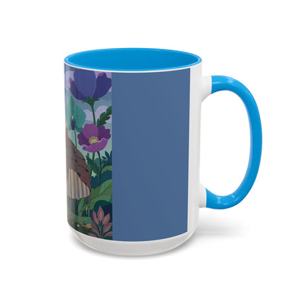 The Lady And The Enchanted Heron Colorful Mugs – Art Deco Botanical Elegance