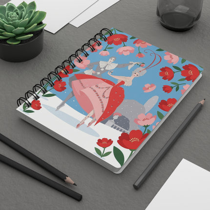 🌹🎭 The Harlequin Rose Dance Spiral Notebook – Art Deco Holiday Fantasy