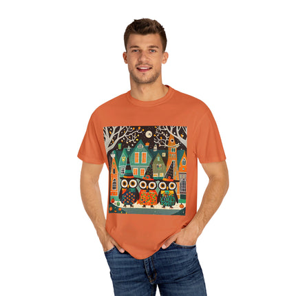 Night of the Trick-or-Treating Owlets Unisex Garment-Dyed T-shirt