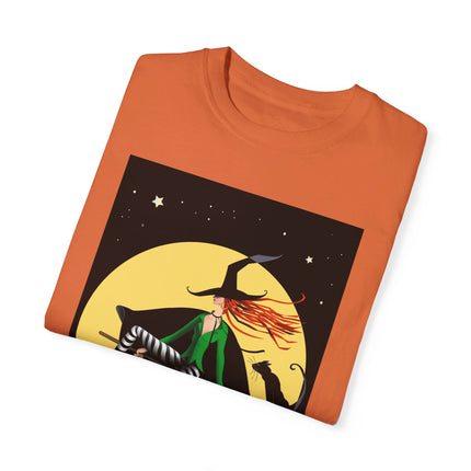 A Witch’s Moonlit Flight Unisex Garment-Dyed T-shirt