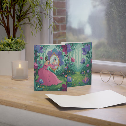 🪞🌸 The Enchanted Garden Mirror Greeting Card – Romantic Floral Fantasy