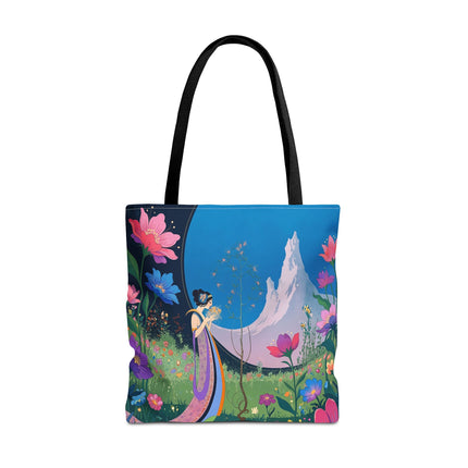 🌸🏔️ The Lady Of The Mountain Garden Tote Bag – Art Deco Floral Fantasy