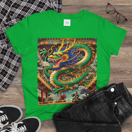 Tibetan Dragon Over Kabuki Duel Cotton Tee