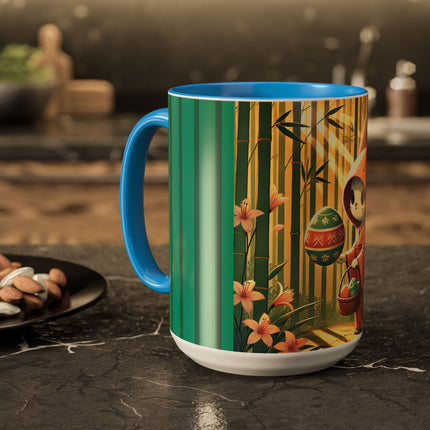 Geisha Kitten’s Easter Stroll Colorful Mugs (11oz, 15oz)