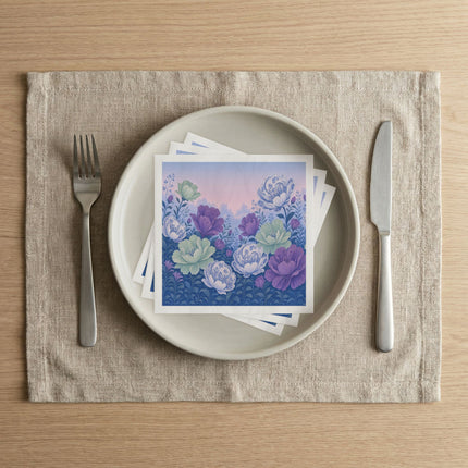 🌸💜 The Lavender Porcelain Blossom Garden Napkins – Romantic Botanical Elegance