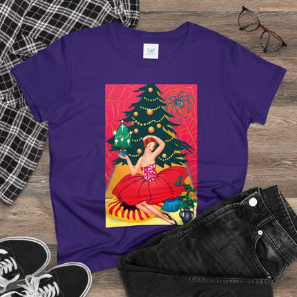 Art Deco Christmas Enchantment Women's Midweight Cotton Tee
